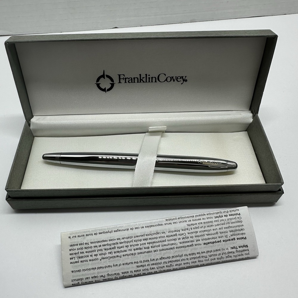 Franklin Covey Chrome Fountain Pen in Box